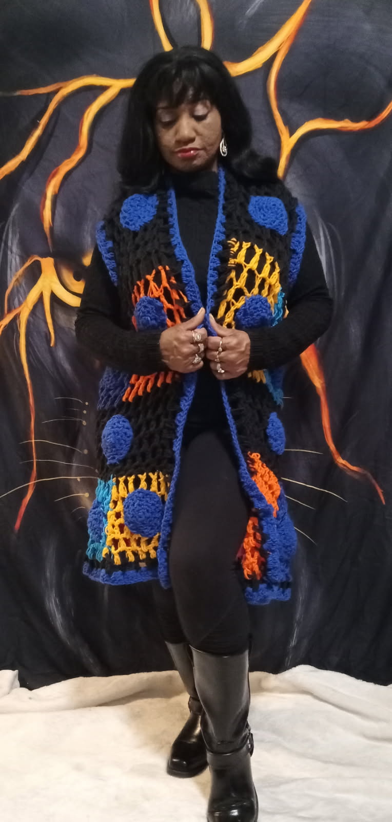 blue ball…cardigan SWEATER .........MID LENGTH