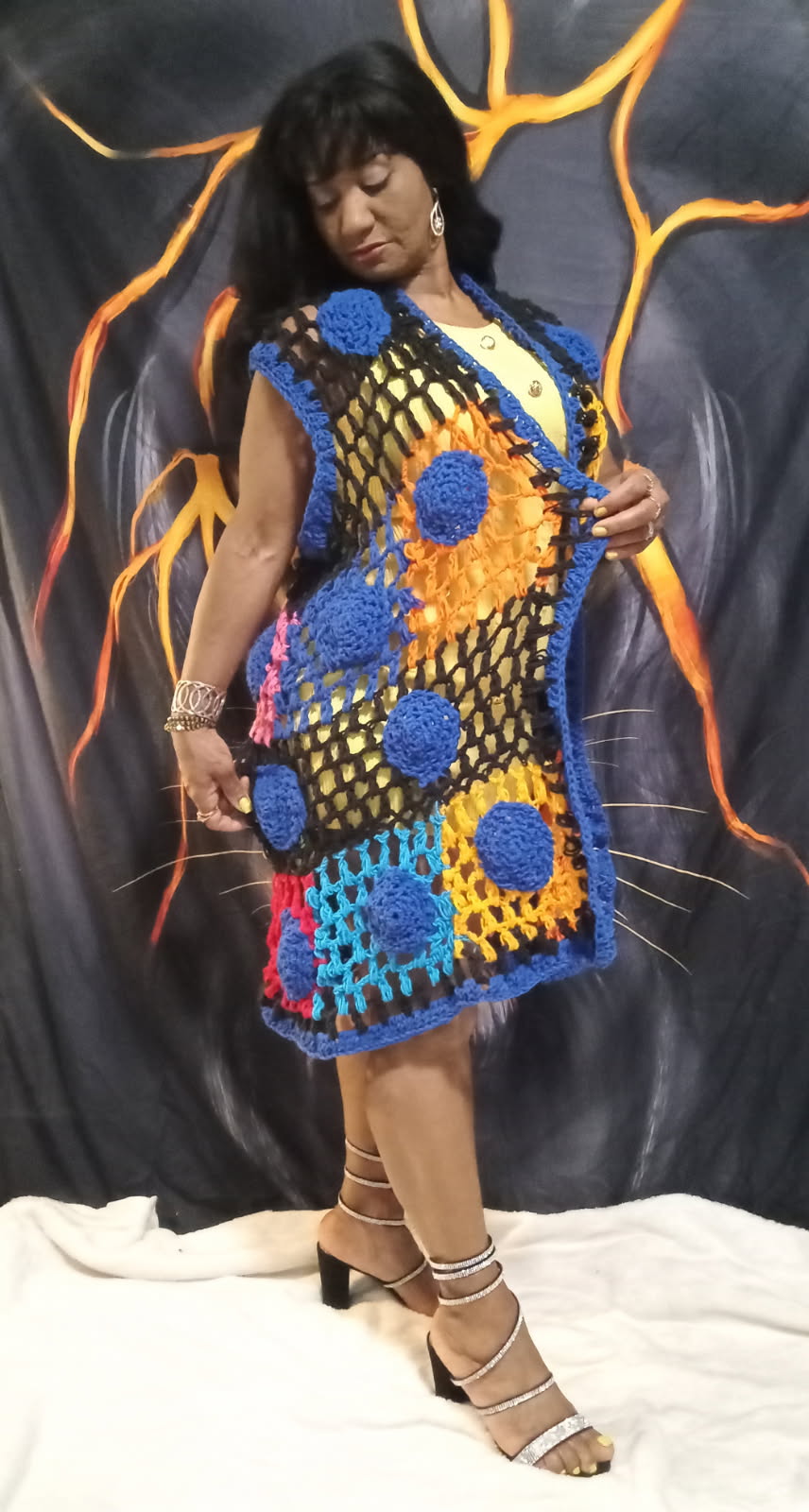 blue ball…cardigan SWEATER .........MID LENGTH