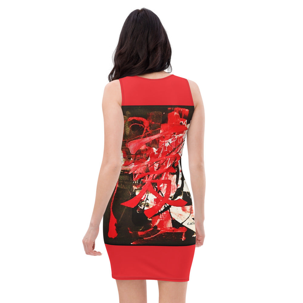 Sublimation Cut & Sew Dress   THE LOVE DRESS (Chinese character within the painting that spells love) designed by c. acid