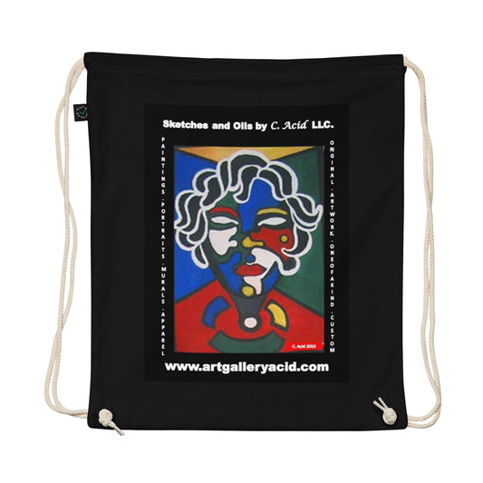 Organic cotton drawstring bag..c,e,a,h, bag