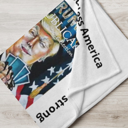 Throw Blanket...TRUMP CARD PLAYA...caricature..with a message...designed by c. acid